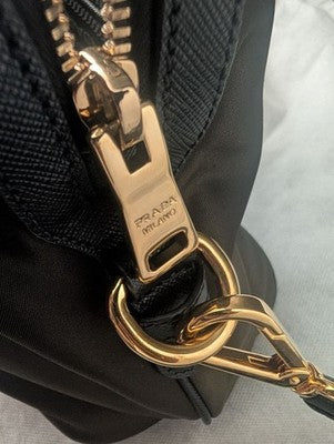 PRADA 1BB013 SAFFIANO NYLON 2WAY BAG KHAKI CROSSBODY GOLD AUTH WITH STORAGE BAG