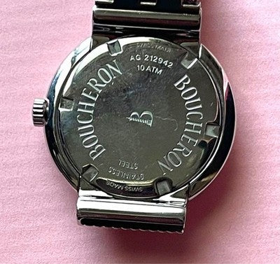 BOUCHERON AG212942 BLUE DIAL 10ATM WATER RESISTANT SWISS QUARTZ WATCH STAINLESS
