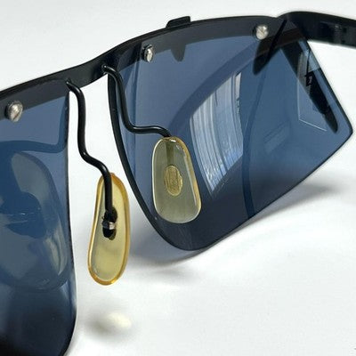 ISSEY MIYAKE MEN VINTAGE SUNGLASSES MATTE BLACK BLUE LENS RARE EARLY LOGO