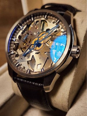 TISSOT T COMPLICATION SQUELETTE HAND WIND SKELETON DIAL MEN WATCH 43MM SWISS