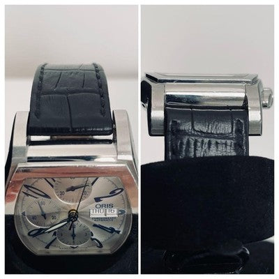 ORIS 7532 MILES TONNEAU CHRONOGRAPH DAY-DATE AUTOMATIC 41MM SILVER DIAL WITH BOX