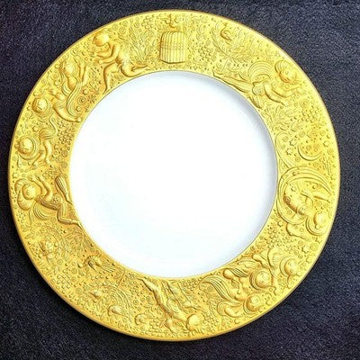 ROSENTHAL MAGIC FLUTE GOLD PLATE 22CM SET OF 6 PORCELAIN DINNER PLATES NEAR MINT