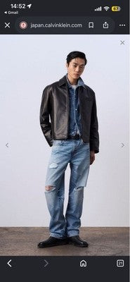 CALVIN KLEIN LEATHER RACER JACKET BLACK SIZE L JUNG KOOK EDITION 40426MF