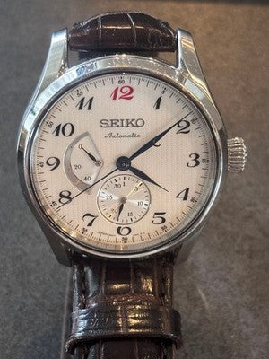 SEIKO PRESAGE SPB059J1 6R27-00J0 AUTOMATIC WATCH POWER RESERVE DATE BOX AS IS