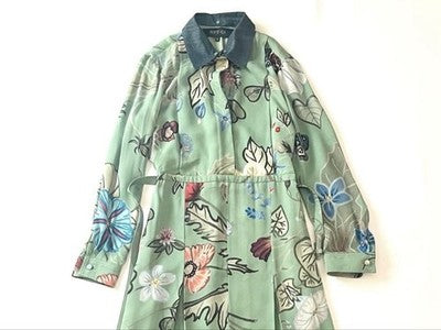GUCCI KRIS KNIGHT FLORA SILK DRESS 2-WAY COLLAR BELTED WOMEN SIZE 42 JAPAN