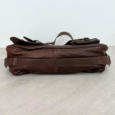 CHRISTIAN DIOR GAUCHO SADDLE BAG JOHN GALLIANO BROWN LEATHER AUTH GOOD