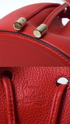 CHRISTIAN LOUBOUTIN BY MY SIDE LEATHER BUCKET BAG RED WITH STORAGE BAG