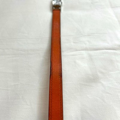 HERMES KELLY II DOUBLE TOUR KT1.210 ORANGE LEATHER WOMEN'S WATCH SILVER HARDWARE
