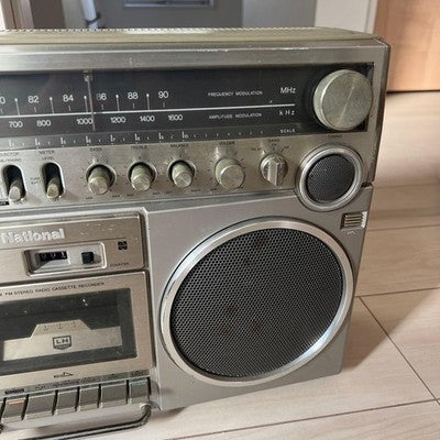 NATIONAL RX-5500 BOOMBOX RETRO RADIO CASSETTE PLAYER SILVER USED FROM JAPAN