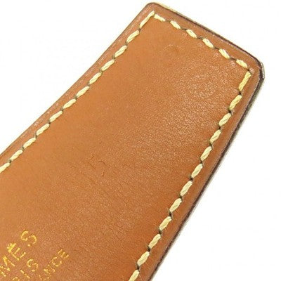 HERMES VINTAGE OSTRICH LEATHER BELT BROWN GOLD H LOGO BUCKLE SIZE 85 1995 FRANCE