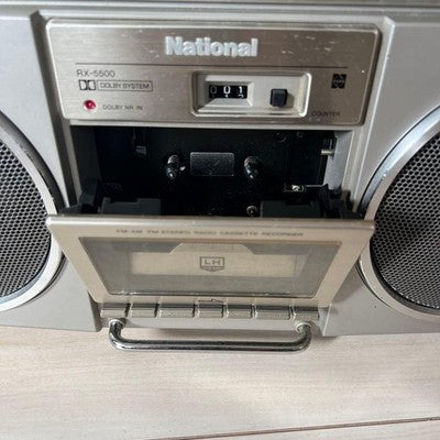 NATIONAL RX-5500 BOOMBOX RETRO RADIO CASSETTE PLAYER SILVER USED FROM JAPAN
