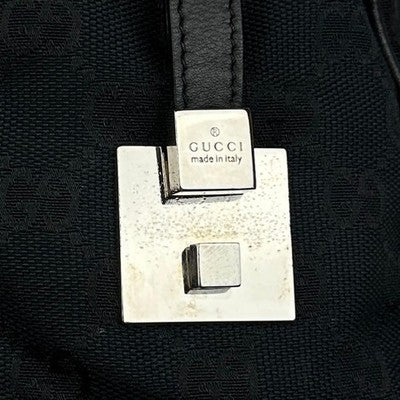 GUCCI MINI BOSTON BAG SHERRY LINE GG CANVAS BLACK LEATHER HANDBAG