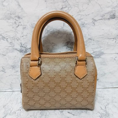 CELINE VINTAGE MACADAM MINI BOSTON BAG 2-WAY PVC LEATHER SHOULDER HANDBAG RARE