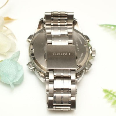 SEIKO ASTRON SBXB003 GPS SOLAR CHRONOGRAPH TITANIUM BLACK DUAL TIME WATCH