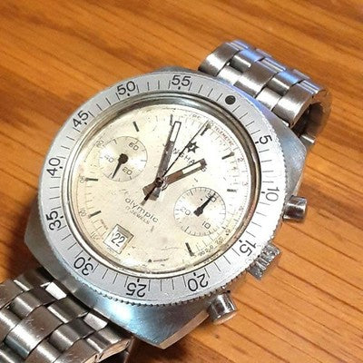 JUNGHANS OLYMPIC DATE CHRONOGRAPH HAND-WOUND MEN'S WRISTWATCH USED FROM JAPAN