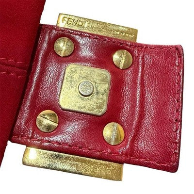 FENDI MAMMA BUCKET SHOULDER BAG RED SUEDE LEATHER HANDBAG WITH DUST BAG