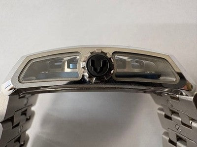 MINASE FIVE WINDOWS VM03-M03S BLUE DIAL AUTOMATIC MEN'S WATCH SS JAPAN 38MM
