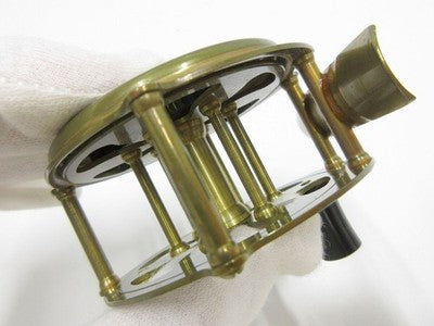 KINEYA KABOSU FLY REEL UNUSED BRASS TARNISH FROM JAPAN