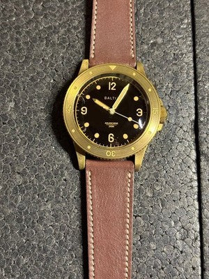BALTIC AQUASCAPHE BRONZE AUTOMATIC DIVER 200M BLACK DIAL TROPIC RUBBER BOXED