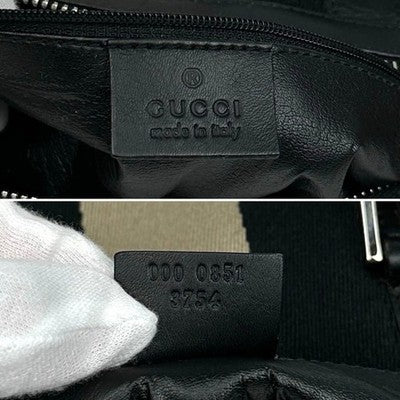 GUCCI MINI BOSTON BAG SHERRY LINE GG CANVAS BLACK LEATHER HANDBAG