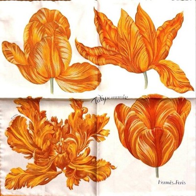 HERMES SILK SCARF GAVROCHE TULIP MANIA STYLISH MINT
