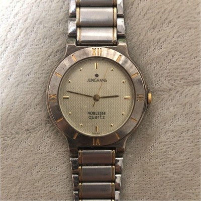 JUNGHANS NOBLESSE QUARTZ MEN'S WRISTWATCH ROUND FACE STAINLESS STEEL BELT AS IS