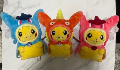 PIKACHU PLUSH TOY WEARING A PONCHO, GYARADOS PRETEND PLAY, MAGIKARP PRETEND PLAY