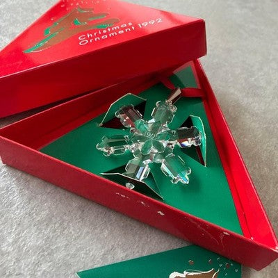 SWAROVSKI 1992 ANNUAL CHRISTMAS ORNAMENT SNOWFLAKE CRYSTAL BOXED RETIRED RARE