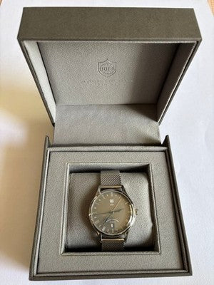 DUFA WEIMAR GMT DF-9006 QUARTZ WATCH MADE IN GERMANY GRAY DIAL GOOD CONDITION