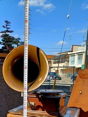 COLUMBIA DISC GRAPHOPHONE PHONOGRAPH 1907 ANTIQUE WOOD W RECORD JAPAN