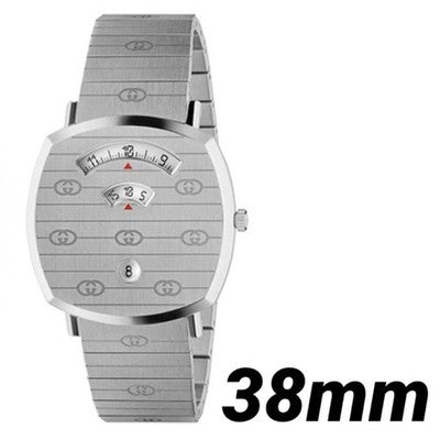 GUCCI GRIP WATCH 38MM YA157410 STAINLESS STEEL SILVER UNUSED W/ BOX & PAPERS