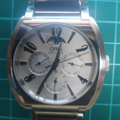 ORIS FRANK SINATRA 7572 AUTOMATIC MOONPHASE POINTER DATE STEEL WATCH SWISS