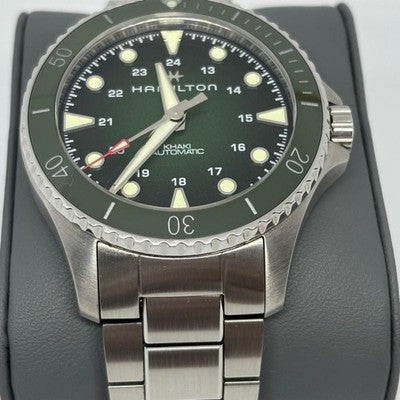 HAMILTON KHAKI NAVY SCUBA AUTO H82525160 GREEN DIAL AUTOMATIC WATCH BOXED