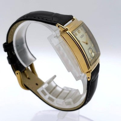 CIRCA 23KGP QUARTZ MEN'S WRISTWATCH SMALL SECONDS, UNISEX DIAL: GOLD SQUARE FACE