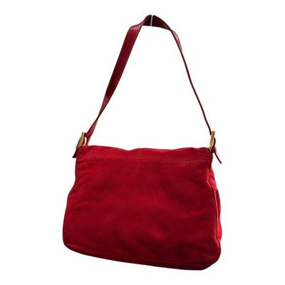 FENDI MAMMA BUCKET SHOULDER BAG RED SUEDE LEATHER HANDBAG WITH DUST BAG