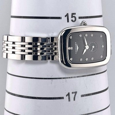LONGINES EQUESTRIAN L6.141.4 13P DIAMOND BLACK DIAL SS QUARTZ SMALLSSECOND WATCH