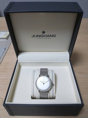 JUNGHANS 027 3700 00 MAX BILL MEN'S WRISTWATCH ROUND FACE GERMAN MADE SS BELT