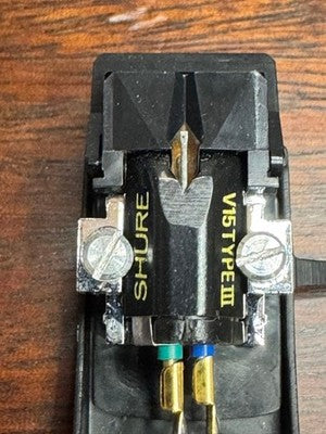 SHURE V15 TYPE III MM CARTRIDGE WITH GENUINE STYLUS, WORKING, W/ DENON HEADSHELL