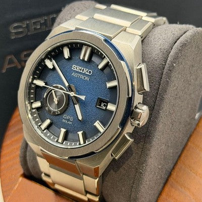 SEIKO ASTRON NEXTER SBXD023 3X62 GPS SOLAR TITANIUM BLUE DIAL MEN'S WATCH