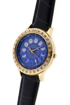 CITIZEN CAL-4P85 CAMPANOLA COSMO SIGN BLUE DIAL QUARTZ MEN'S WATCH MOON USED