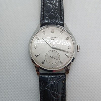 LONGINES VINTAGE MANUAL WINDING 7033-6 12.68Z 34MM SILVER DIAL WATCH 1950S
