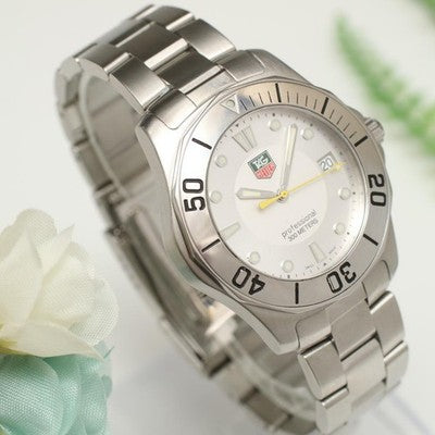 TAG HEUER AQUARACER WAB1111 QUARTZ SILVER DIAL 300M DATE STAINLESS STEEL WATCH