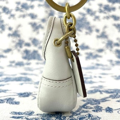COACH OLD COACH MINI HOBO WHITE LEATHER BAG KEY RING CHARM VINTAGE 80S 90S