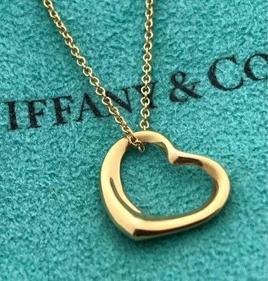 TIFFANY ＆ CO.OPEN HEART NECKLACE K18 YELLOW GOLD PENDANT ELSA PERETTI