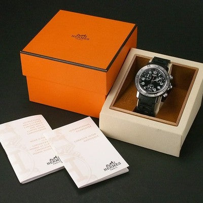 HERMES CLIPPER DIVER CHRONOGRAPH CL2.915 BLACK DIAL STAINLESS STEEL QUARTZ WATCH