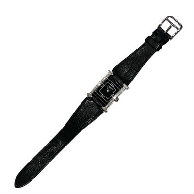 HERMES HH1.231 H WATCH DOUBLE JOULE SM LADIES WRISTWATCH BLACK SS SQUARE FACE
