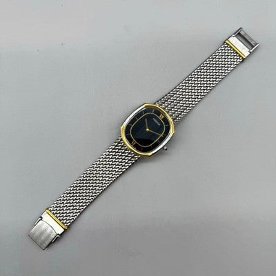 SEIKO CREDOR 18K GOLD BEZEL QUARTZ WATCH 7770-5141 NEW BATTERY JAPAN VINTAGE