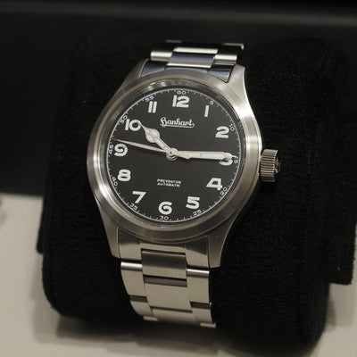 HANHART PREVENTOR HD12 AUTOMATIC BLACK DIAL 39MM MEN'S WATCH GERMANY BOXED