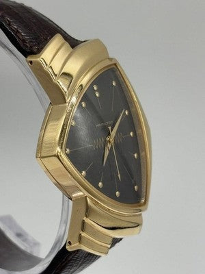 HAMILTON VENTURA 6250 QUARTZ BLACK DIAL GENUINE BAND LEATHER MEN'S WATCH