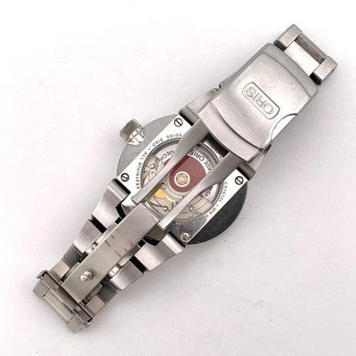 ORIS 7595 AUTOMATIC ANALOG WATCH BLACK DIAL NAVY BEZEL STAINLESS STEEL MEN'S